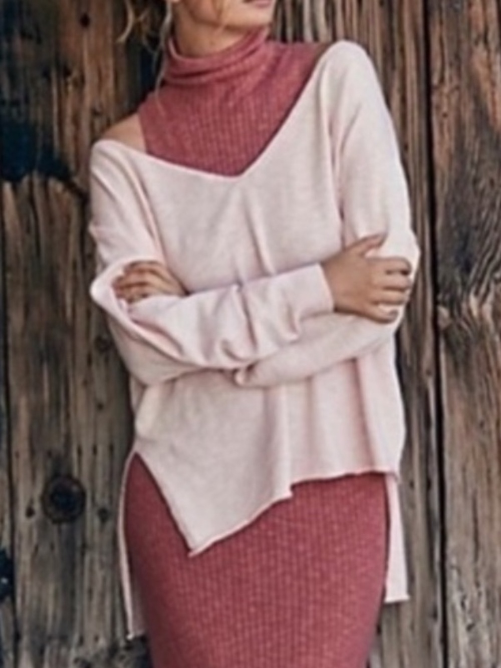 FP Beach Women XS Cream Linen Blend Slouchy Oversized V-Neck Solari Sweater